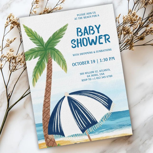 Strandtematiserad baby shower-inbjudan inbjudningar (Skapare uppladdad)