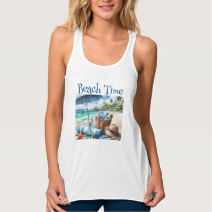 Strandtid Sommar Tank Top T-Shirt Linne Med Racerback