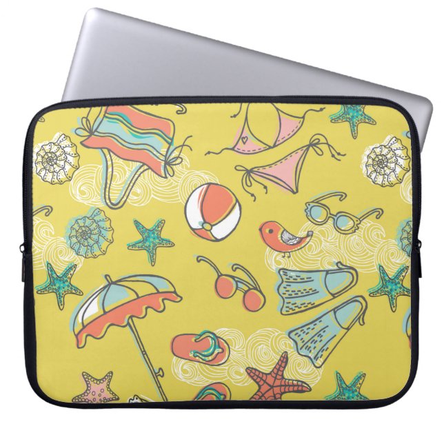 strandtillbehör. sömlös mönster laptop fodral (Framsidan)