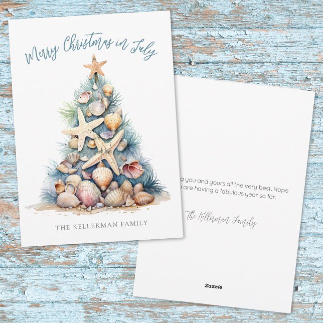 Strandträdsjul i juli julkort (Beach Tree Christmas In July Holiday Card)