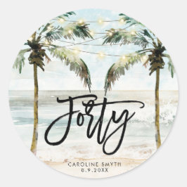 Strandtropiska handflatan 40-årsjubileum runt klistermärke