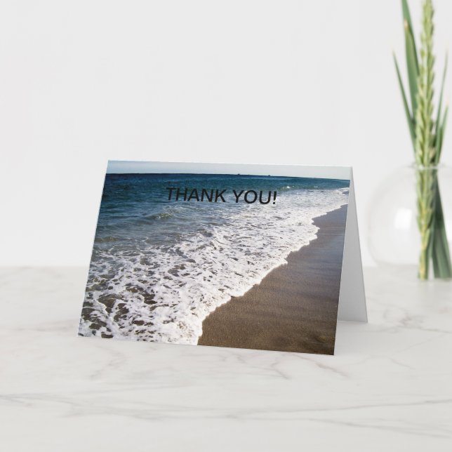 Strandvågor med tack-greeting tack kort (Framsida)