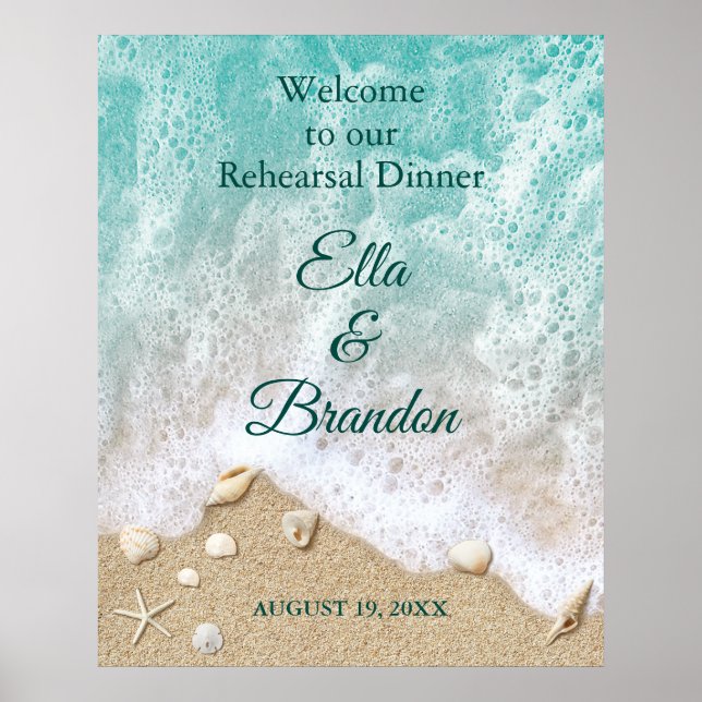 Strandvågor Övning Middag Affisch (Framsidan)