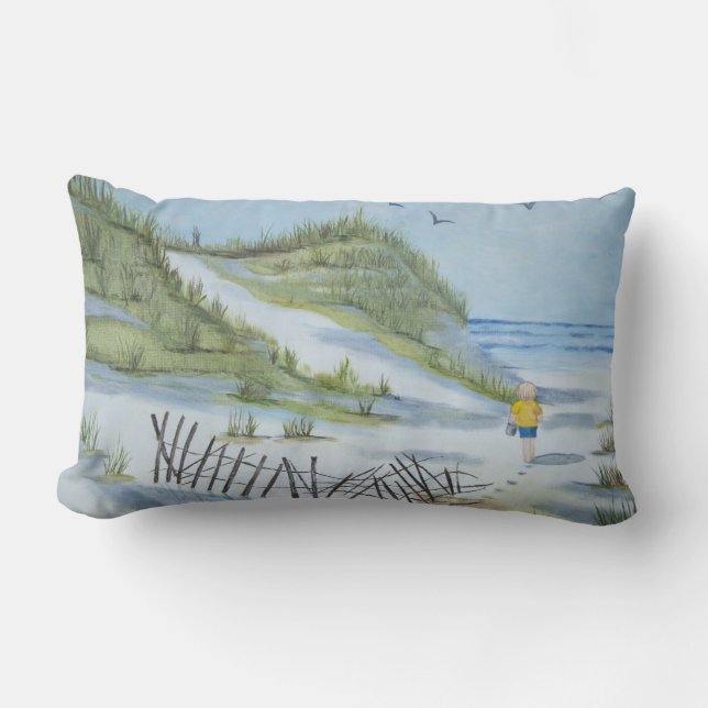 Strandvattenfärg Lumbarkudde (Framsida)