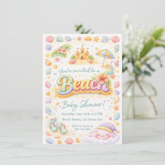 “Strandvibbar” Baby Shower-inbjudan Inbjudningar
