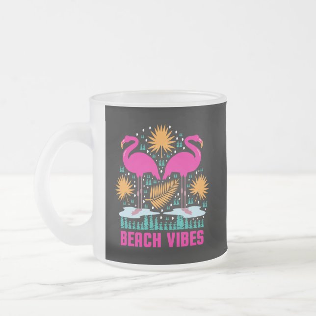 Strandvibbar Rosa Flamingodesign Frostad Glasmugg (Vänster)