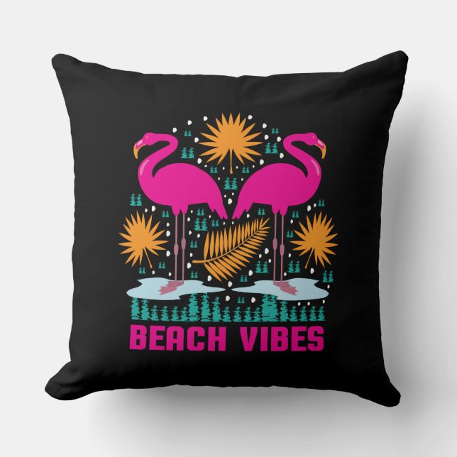 Strandvibbar Rosa Flamingodesign Kudde (Framsida)