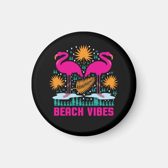 Strandvibbar Rosa Flamingodesign Magnet (Framsidan)