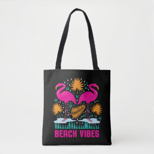 Strandvibbar Rosa Flamingodesign Tygkasse