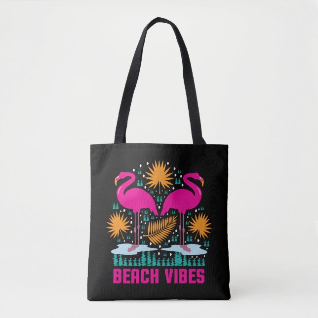 Strandvibbar Rosa Flamingodesign Tygkasse (Framsida)