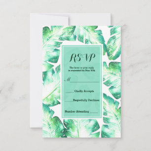 Strandvit & Grön Tropiska blad RSVP Svar