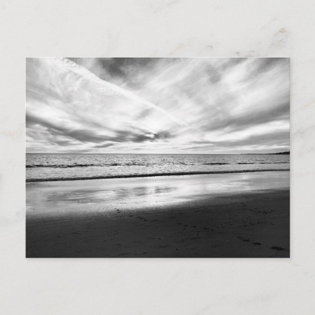 Strandvy i svart och vitt vykort (Framsida)