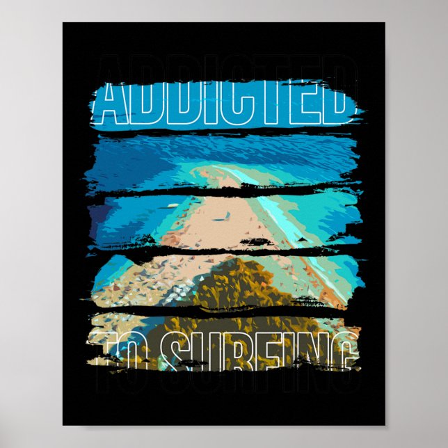 Strandvy - Surfing Addict Män Kvinnor  Poster (Framsidan)