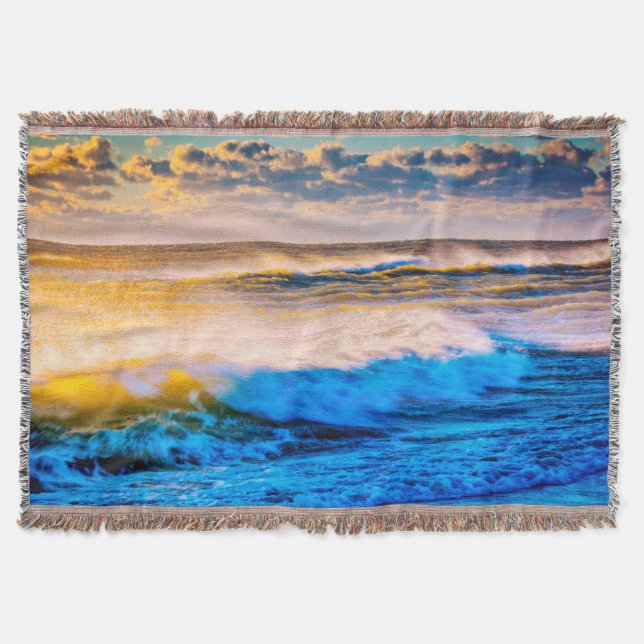 Strandvy vid soluppgång filt (Framsidan)