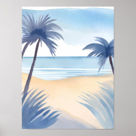 strandvyn bukt i America i blå nyans Poster