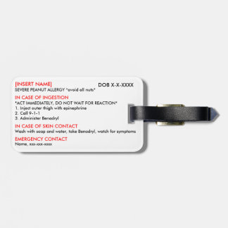 Sträng allergilegitimation- & ISmärkre Bagagebricka