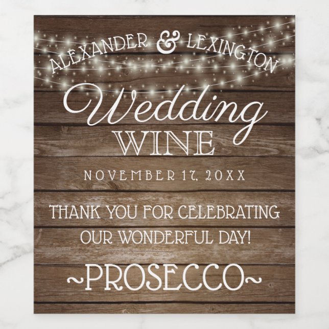 Sträng av Ljus Bröllop mousserande Vin eller Vinflaska Etikett (Singel etikett)