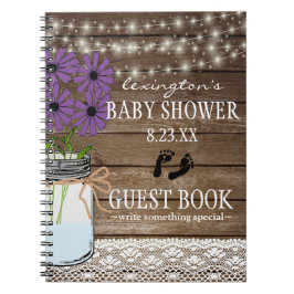 Sträng av ljus lila Baby Shower Gästbok | Anteckningsbok Med Spiral