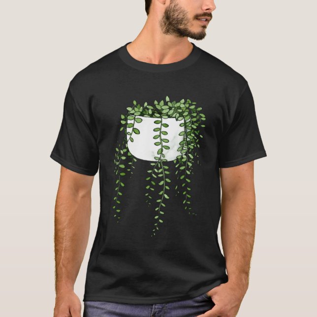 Sträng av Pearls Pärlor Curio Rowleyanus Blommar T Shirt (Framsida)