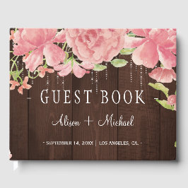 Sträng för blommigt av Rustik chic ljus bröllop Gästböcker