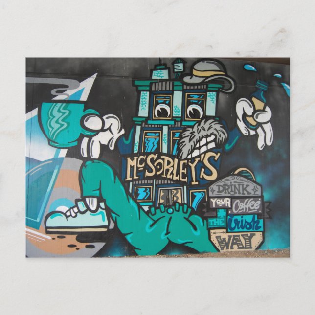 Sträng: galet roligt, irländskt kaffe Graffiti Vykort (Framsida)