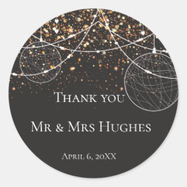 Sträng i ljus Guld konetti Tack Runt Klistermärke