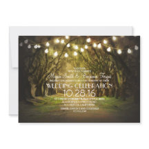 Sträng i Ljus Träd Väg Rustiska Bröllopsinbjudning