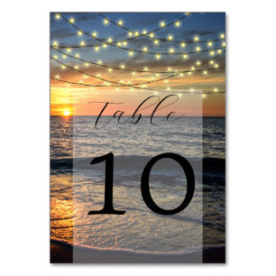 Sträng Light Sunset Beach Wedding Bordsnummer