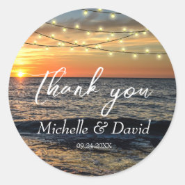 Sträng Light Sunset Beach Wedding Runt Klistermärke