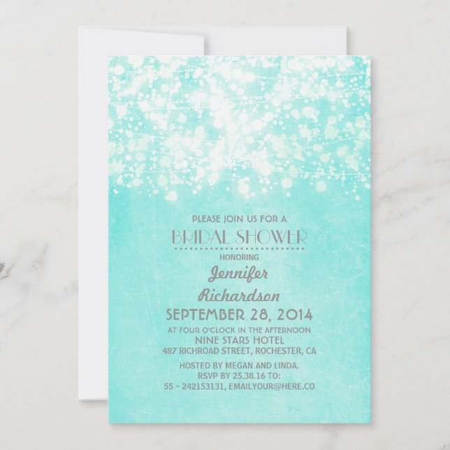 sträng ljus blå möhippa inbjudningar (Framsida)