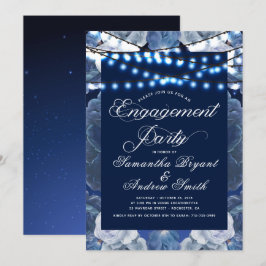Sträng ljus Blue Elegant Förlovning Inbjudningar