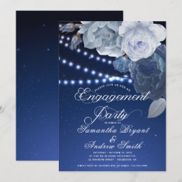 Sträng ljus Blue Elegant Förlovning Inbjudningar
