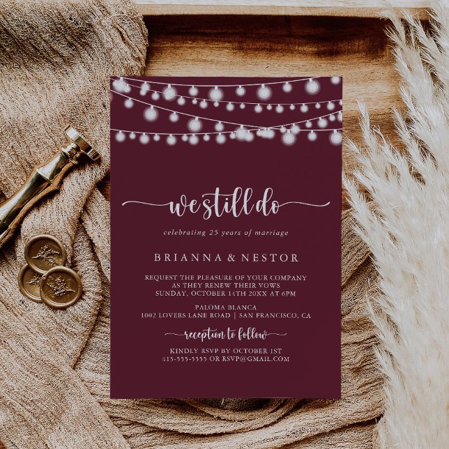 Sträng Ljus Burgundy, vi gör fortfarande förnyelse Inbjudningar (Skapare uppladdad)