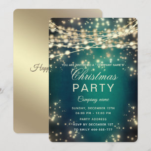 sträng ljus guld, bolagsjullen party grönt inbjudningar