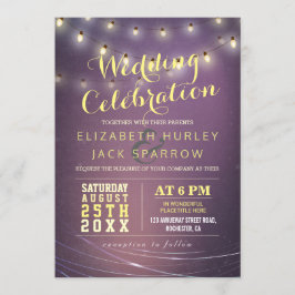 Sträng Ljus och Lila Grunge Background Bröllop Inbjudningar