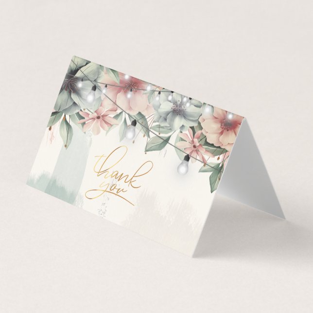 Sträng Ljus,Penseldrag,Blommigt tackkort Visitkort (Framsida)