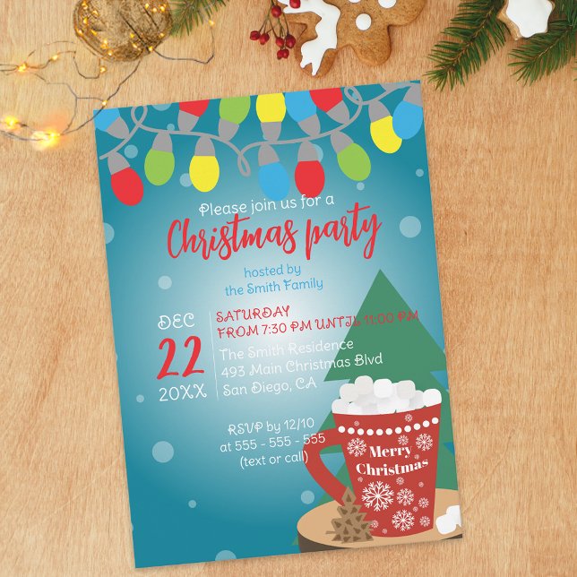 Sträng Ljus Red Mugg Mysiga vinterjul i Party Inbjudningar (Skapare uppladdad)