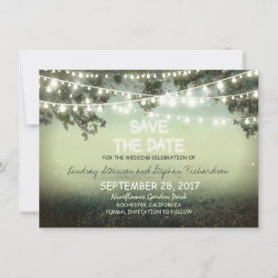sträng ljus Rustic SPARA DATE FLAT CARDS Datumet