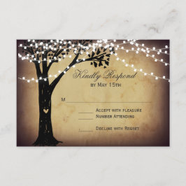 Sträng med Ljus Rustic Oak Träd Bröllop OSA Card Kort