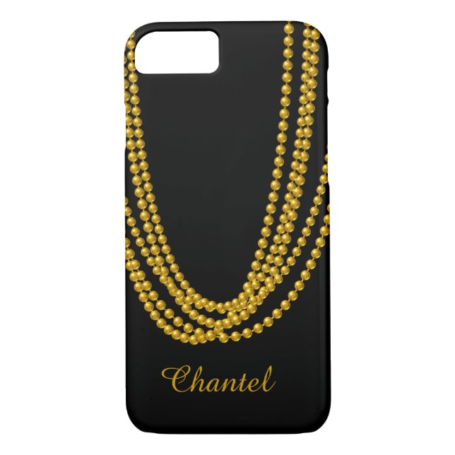 Sträng med Pearls iPhone 7 Fodral i guld Case-Mate iPhone Skal (Baksida)