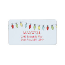 Sträng med redigerbar etikett för Ljus på jul