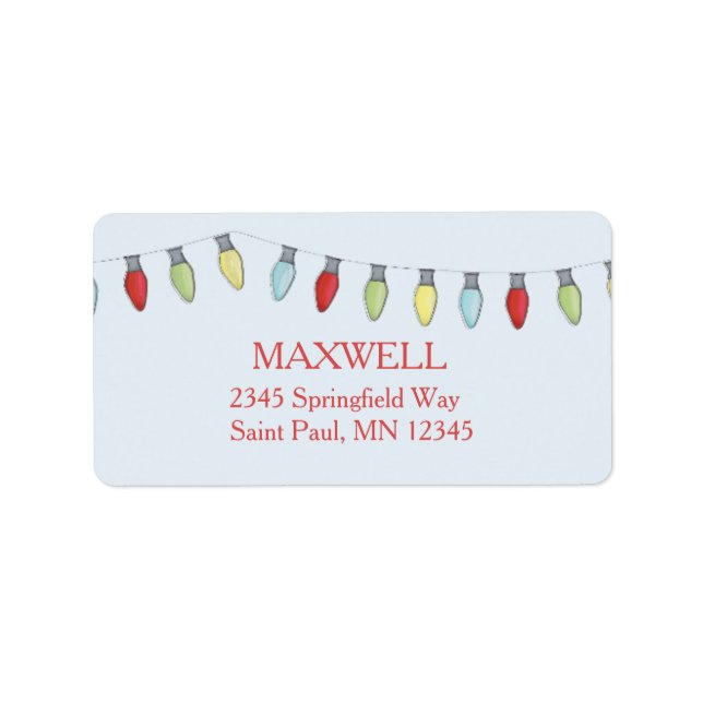 Sträng med redigerbar etikett för Ljus på jul Adressetikett (Framsidan)
