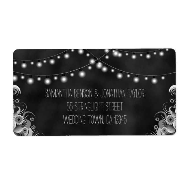 Sträng på stora Bröllopsetiketter i Ljus-kalkskivo Fraktsedel (Framsidan)