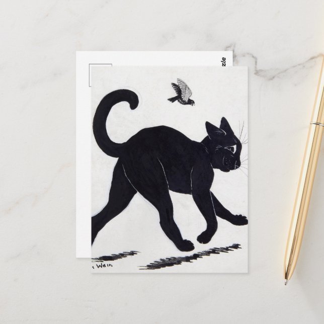 Sträng Tom Cat från Louis Wain Vykort (Fram/Back In Situ)