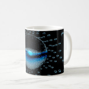 Stränga alienorber som avger ett mjukt blått ljus kaffemugg
