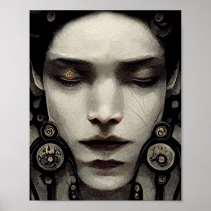 Stränga Ansikte Surreal Art Poster