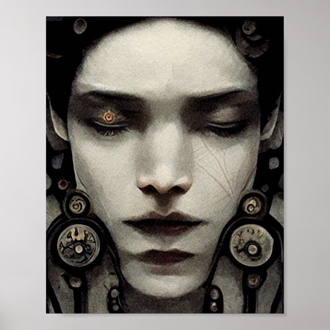 Stränga Ansikte Surreal Art Poster (Framsidan)