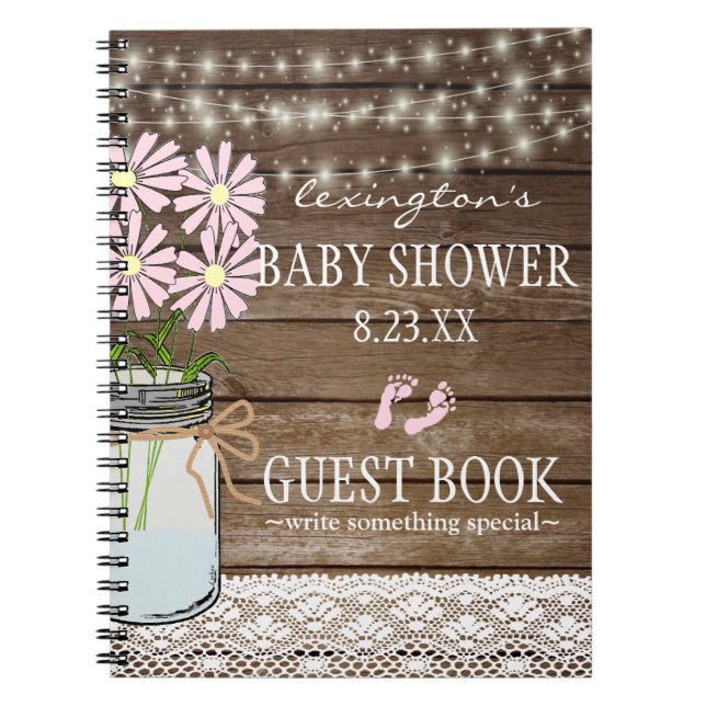 Stränga av Guestbook | för ljuslandbaby shower Anteckningsbok Med Spiral (Framsidan)