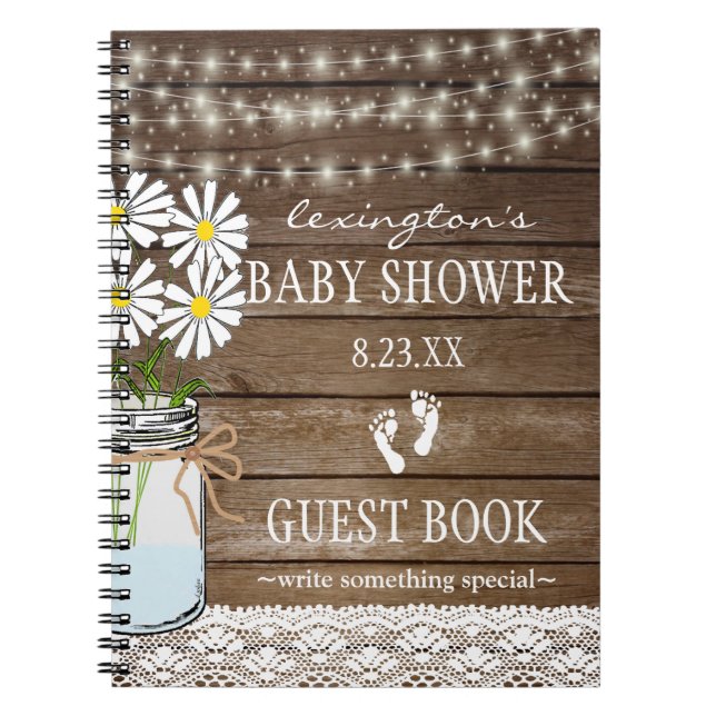 Stränga av Guestbook | för ljusvitbaby shower Anteckningsbok (Framsidan)