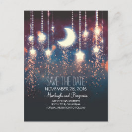 stränga den romantiska sparan för ljusmånestjärnor meddelande vykort